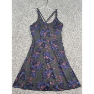 Title Nine Yes Dress Chili Blossom Print Pacific Pine Built In‎ Bra Womens Sz S